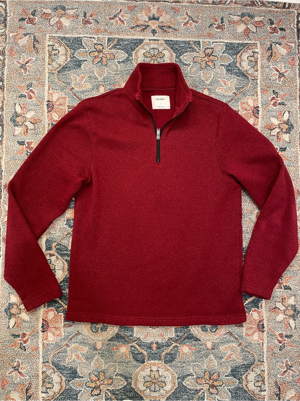 Quarter-Zip Men's Sweater in Red Burgundy